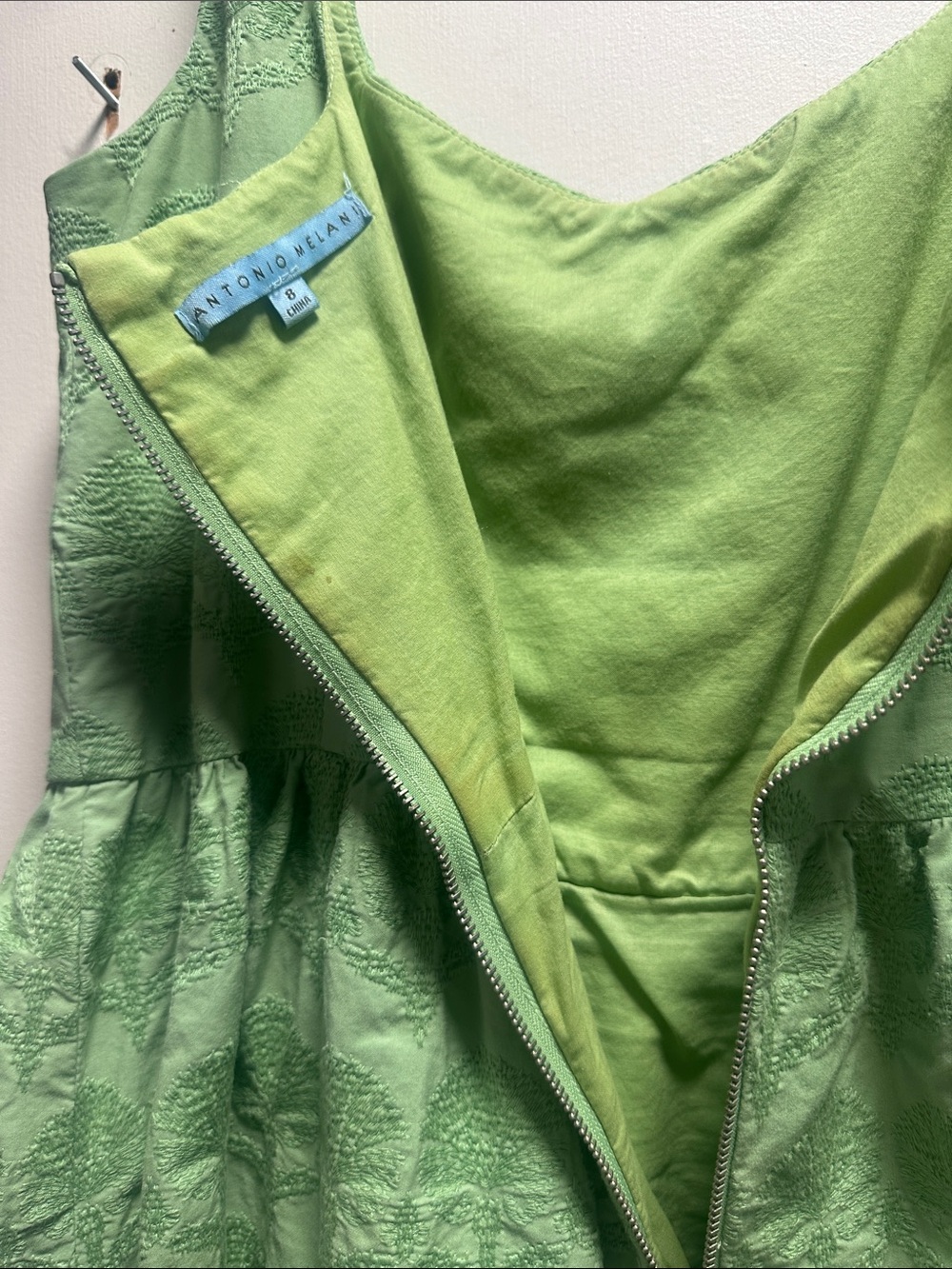 Sleeveless Light Green Textured Midi Dress - Picture 3 of 3